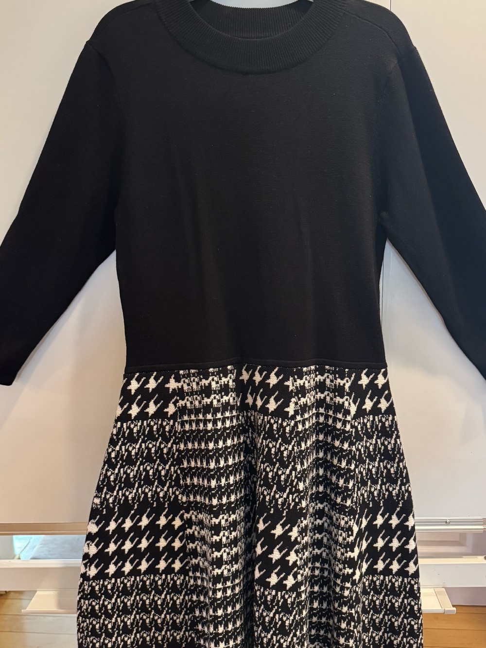 Black & Houndstooth Knit Dress